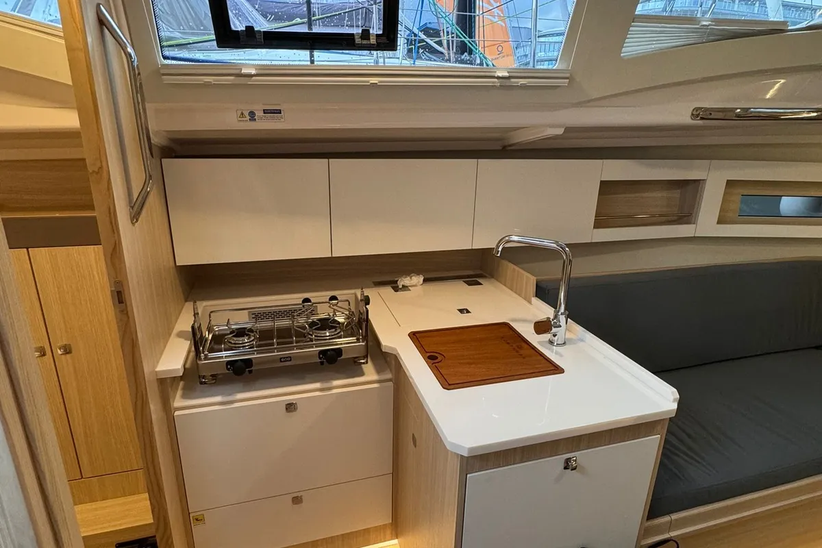 Galley of ALAS, a Northman Maxus 35 sailboat at Capo d'Orlando, Italy
