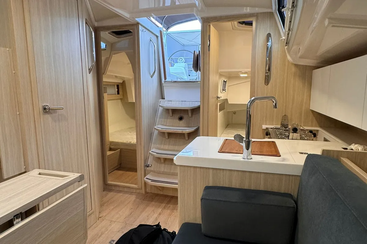 Salon of ALAS, a Northman Maxus 35 sailboat at Capo d'Orlando, Italy