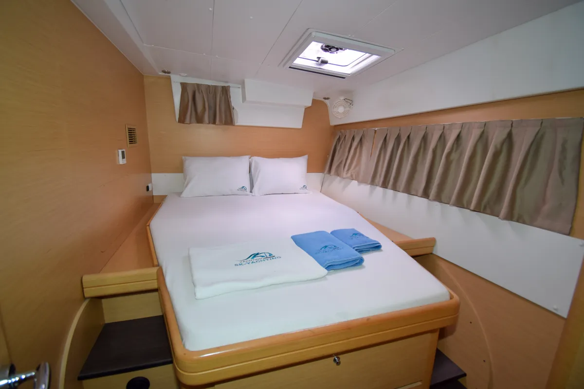 Cockpit of Rain Dogs, a Lagoon 421 catamaran at Marmaris, Turkey