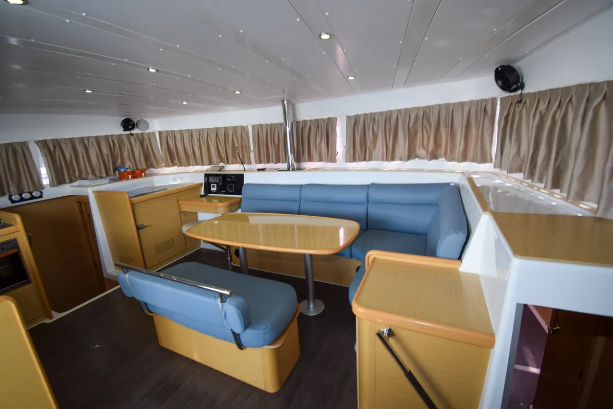 Cabin on Rain Dogs, a Lagoon 421 catamaran at Marmaris, Turkey