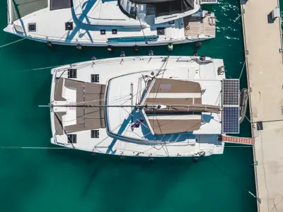 Salon of Samothraki 1, a Bali Catspace catamaran at Municipal Unit of Lefkada, Greece