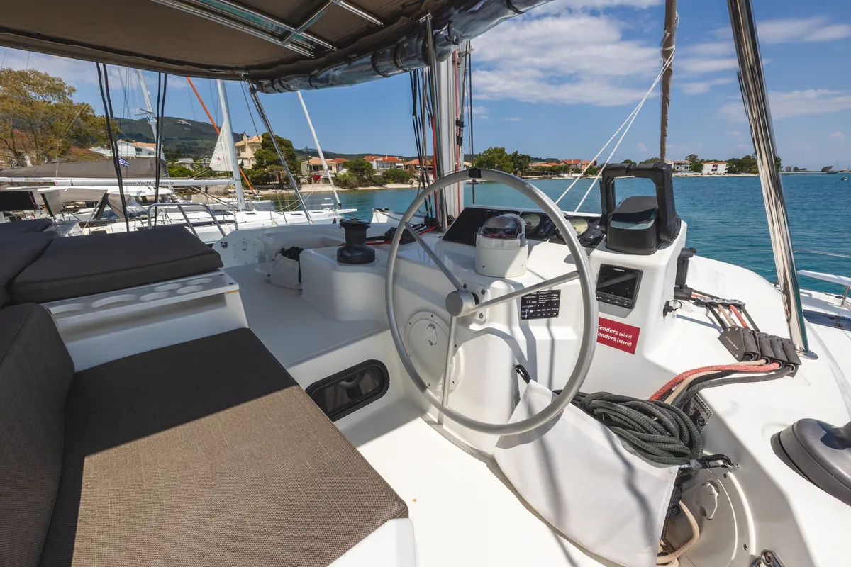 Samothraki 1, a Bali Catspace catamaran at Municipal Unit of Lefkada, Greece