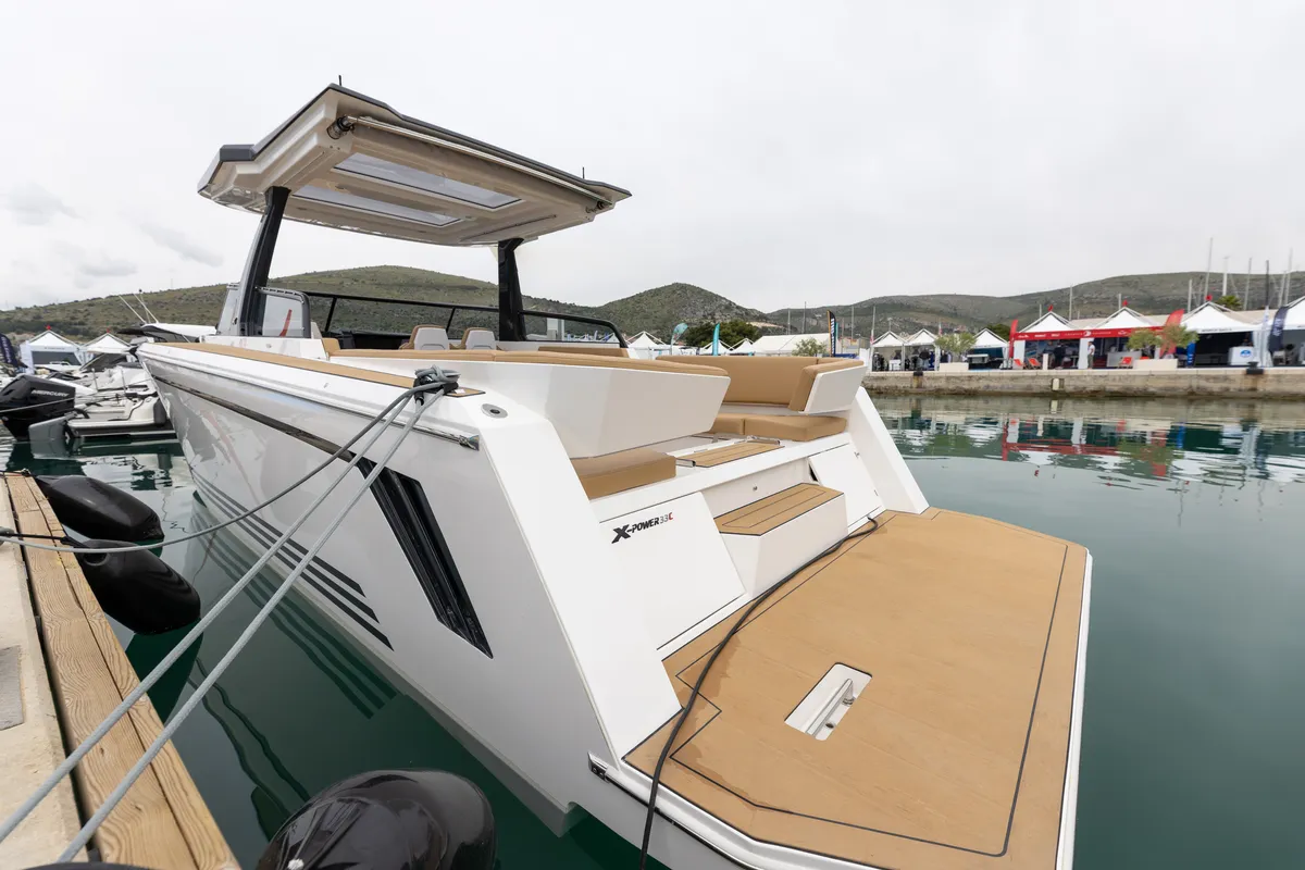 Exterior view of XPOWER 33, a X-Yachts X Power 33C motorboat at Split, Croatia
