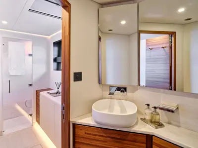 Magic Moments, a Fountaine Pajot Thira 80 catamaran at Central Abaco, Bahamas
