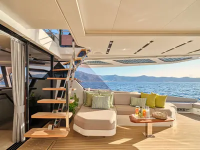 Magic Moments, a Fountaine Pajot Thira 80 catamaran at Central Abaco, Bahamas
