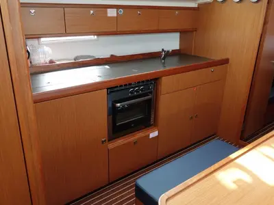 Galley of Oberon, a Bavaria Cruiser 41 sailboat at Olbia, Italy