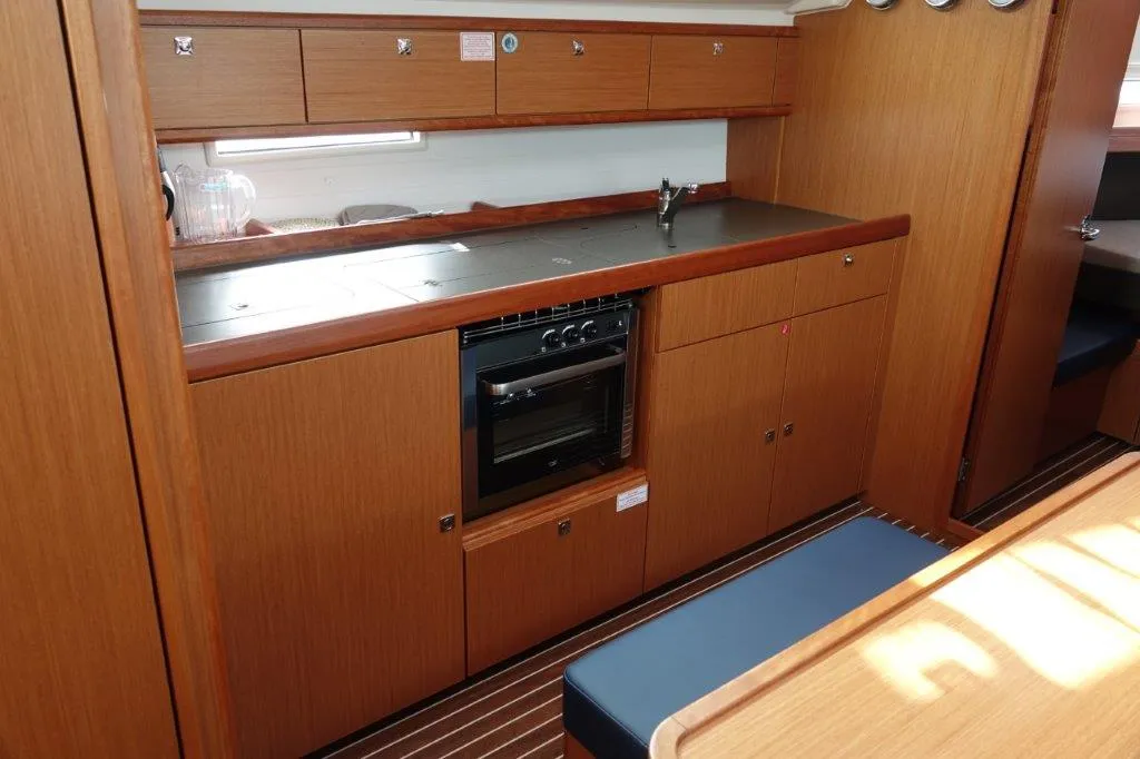 Galley of Oberon, a Bavaria Cruiser 41 sailboat at Olbia, Italy