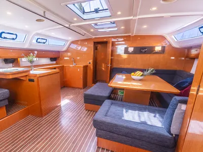Salon of Vivi, a Bavaria 51 Cruiser sailboat at Municipal Unit of Lefkada, Greece