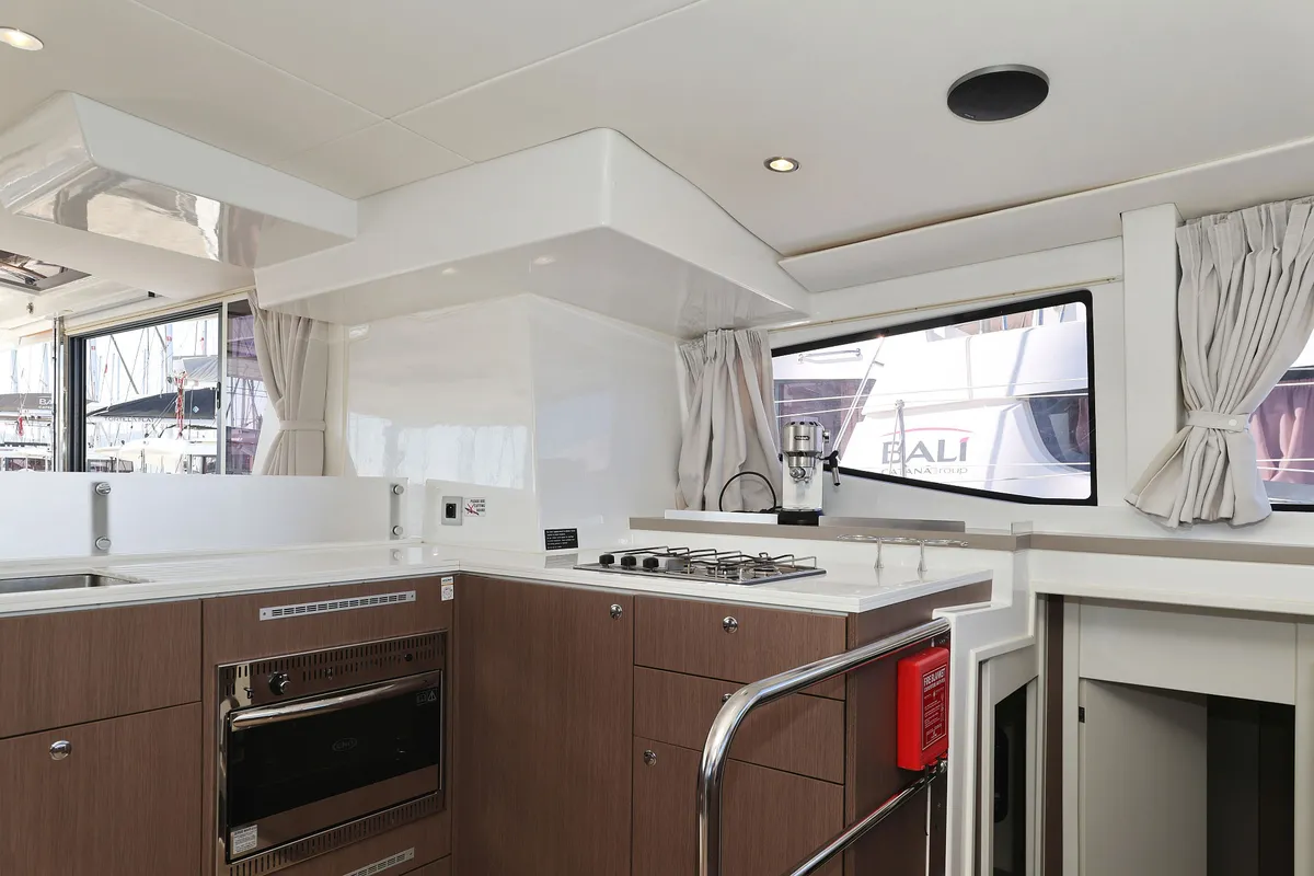 Galley of Acrux, a Bali 4.6 catamaran at Grad Biograd na Moru, Croatia