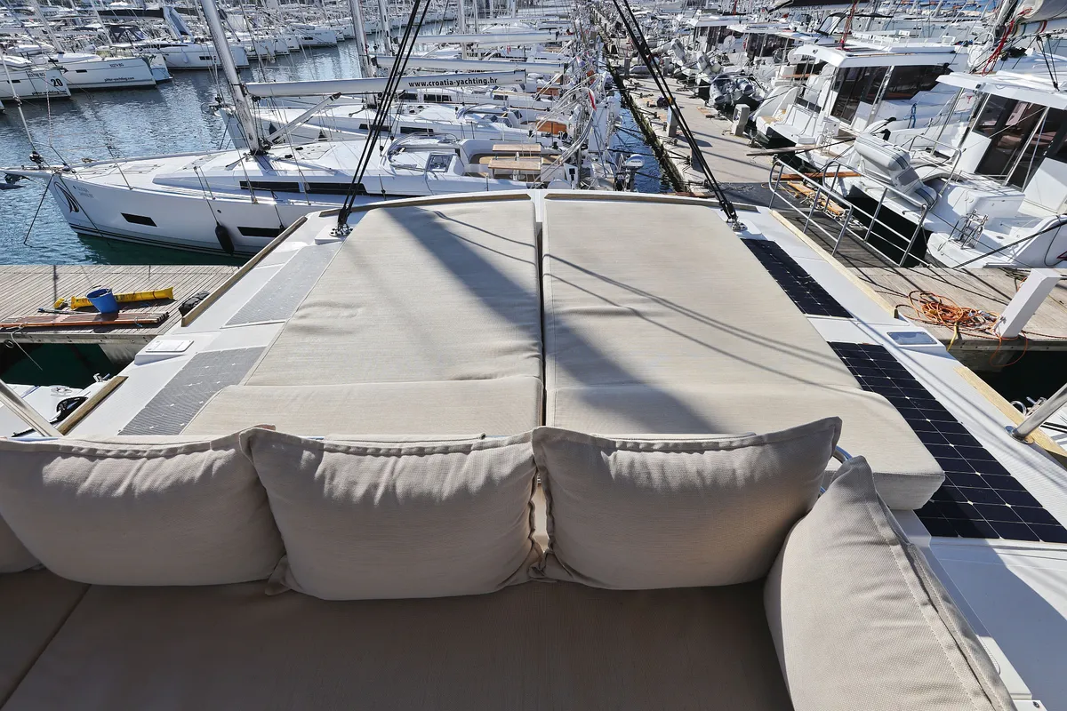 Deck of Acrux, a Bali 4.6 catamaran at Grad Biograd na Moru, Croatia