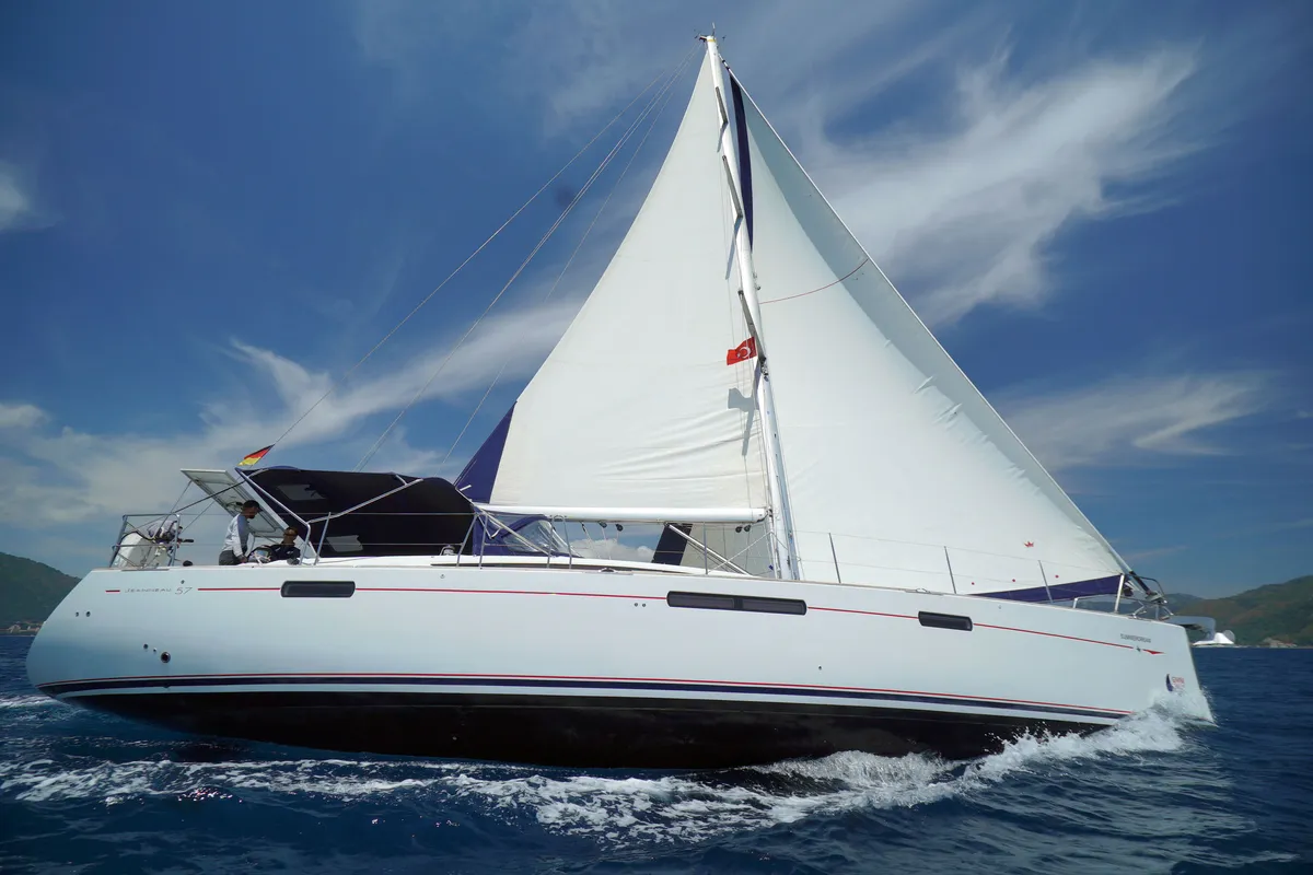 Exterior view of Summerdream, a Jeanneau 57 sailboat at Marmaris, Turkey