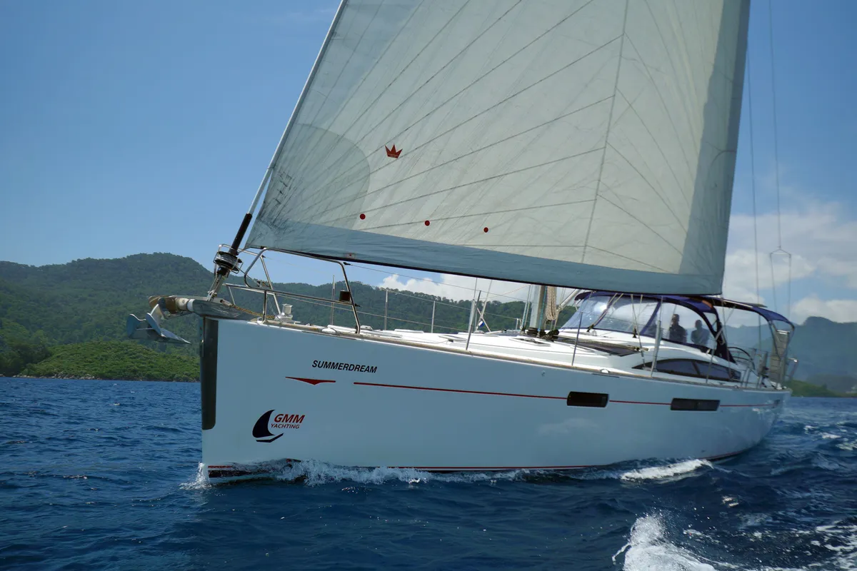 Exterior view of Summerdream, a Jeanneau 57 sailboat at Marmaris, Turkey