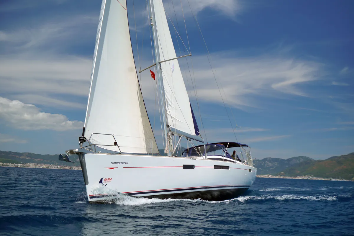 Exterior view of Summerdream, a Jeanneau 57 sailboat at Marmaris, Turkey