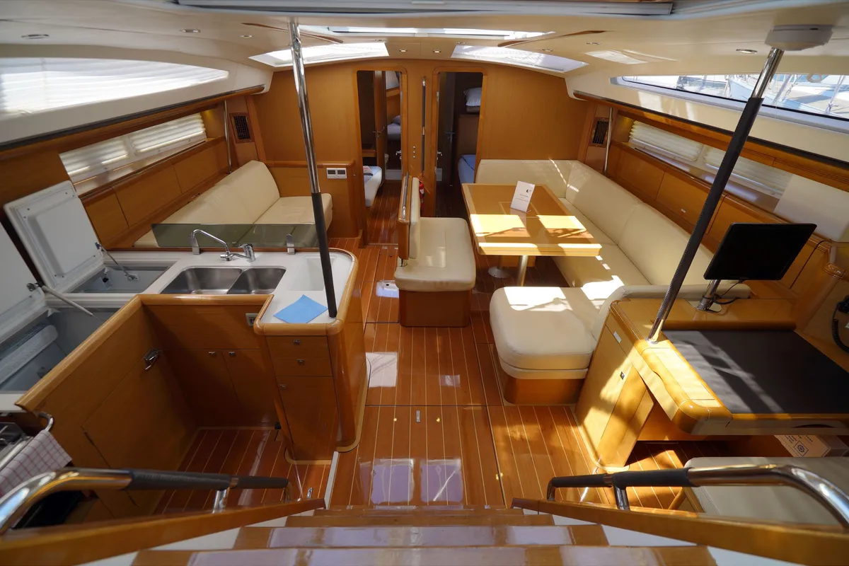 Salon of Summerdream, a Jeanneau 57 sailboat at Marmaris, Turkey