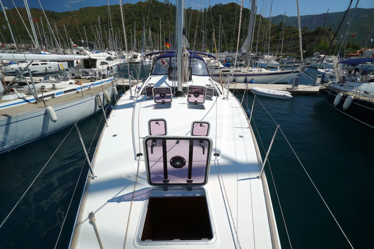 Deck of Summerdream, a Jeanneau 57 sailboat at Marmaris, Turkey