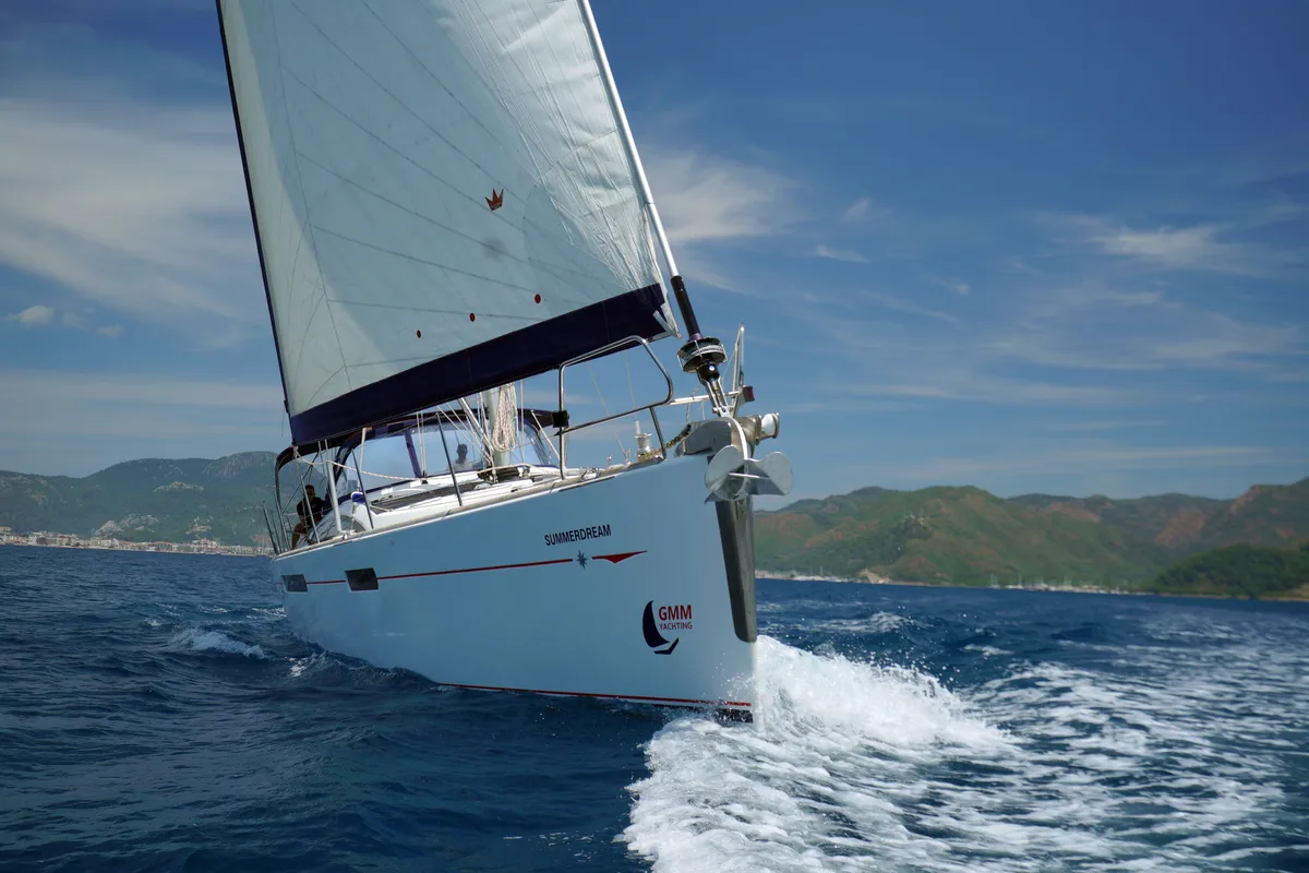 Exterior view of Summerdream, a Jeanneau 57 sailboat at Marmaris, Turkey