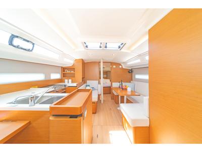 Salon of Sea Whisper, a Jeanneau Sun Odyssey 410 sailboat at Volos Municipality, Greece