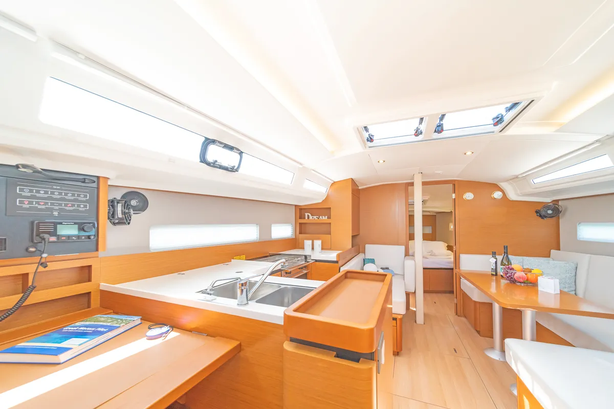 Galley of Sea Whisper, a Jeanneau Sun Odyssey 410 sailboat at Volos Municipality, Greece