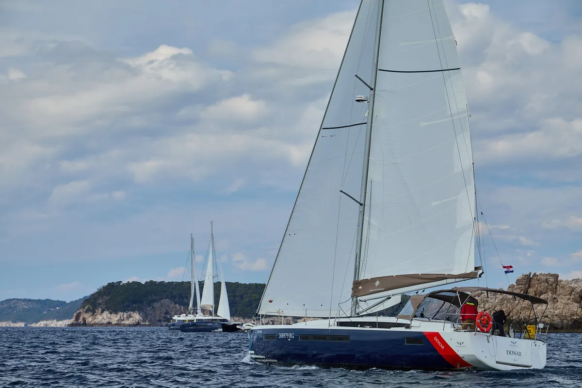 Exterior view of Donar, a Jeanneau Sun Odyssey 490 sailboat at Primošten, Croatia