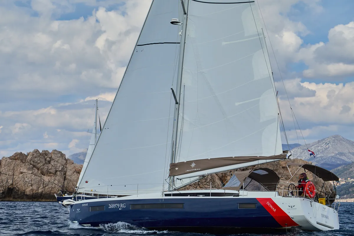 Exterior view of Donar, a Jeanneau Sun Odyssey 490 sailboat at Primošten, Croatia