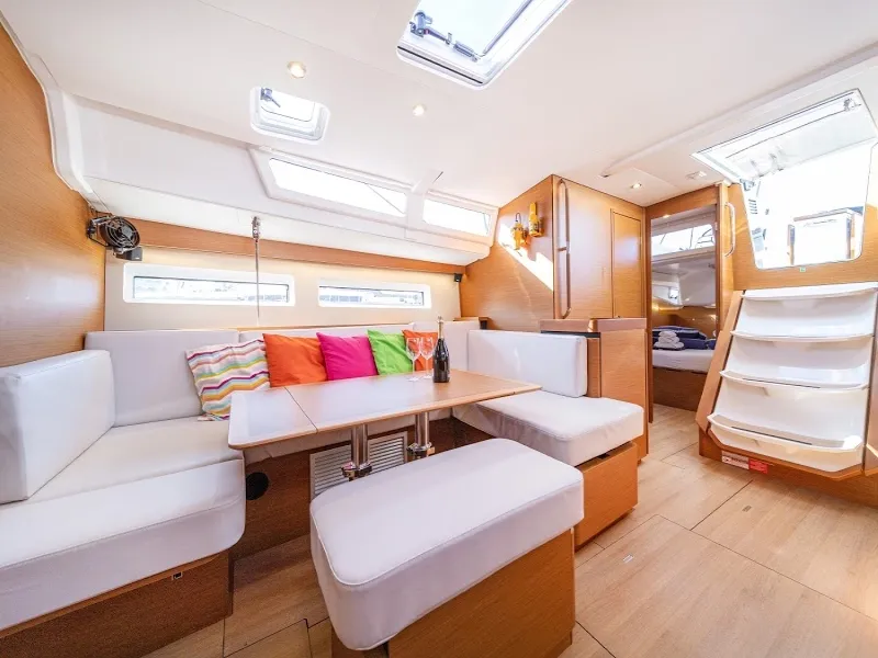 Salon of Donar, a Jeanneau Sun Odyssey 490 sailboat at Primošten, Croatia
