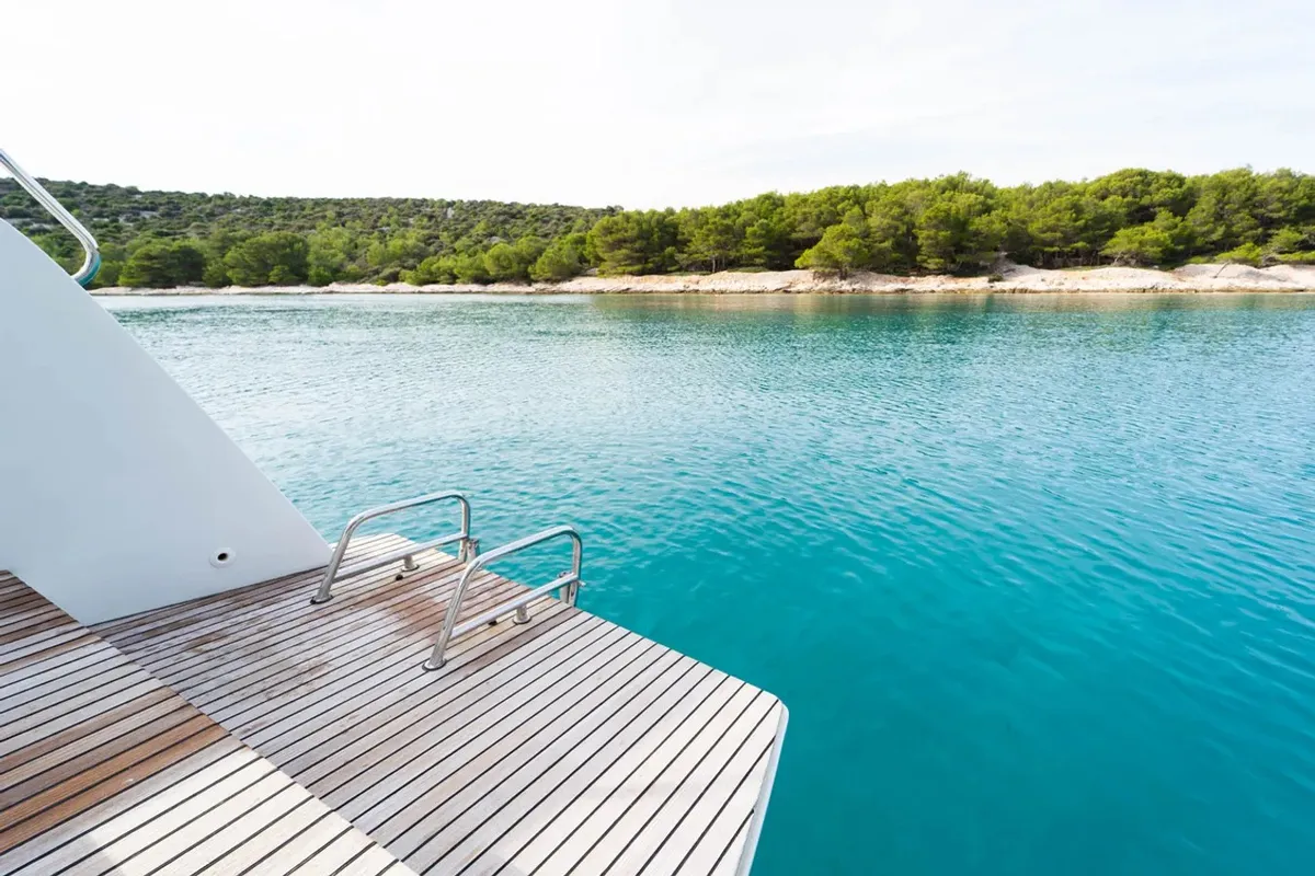 Deck of Maximus, a Lagoon 42 catamaran at Grad Pula, Croatia