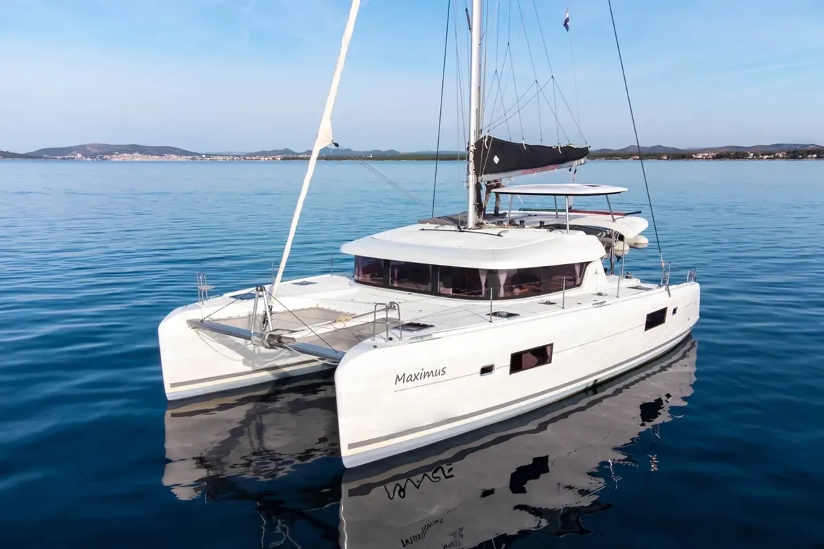 Exterior view of Maximus, a Lagoon 42 catamaran at Grad Pula, Croatia