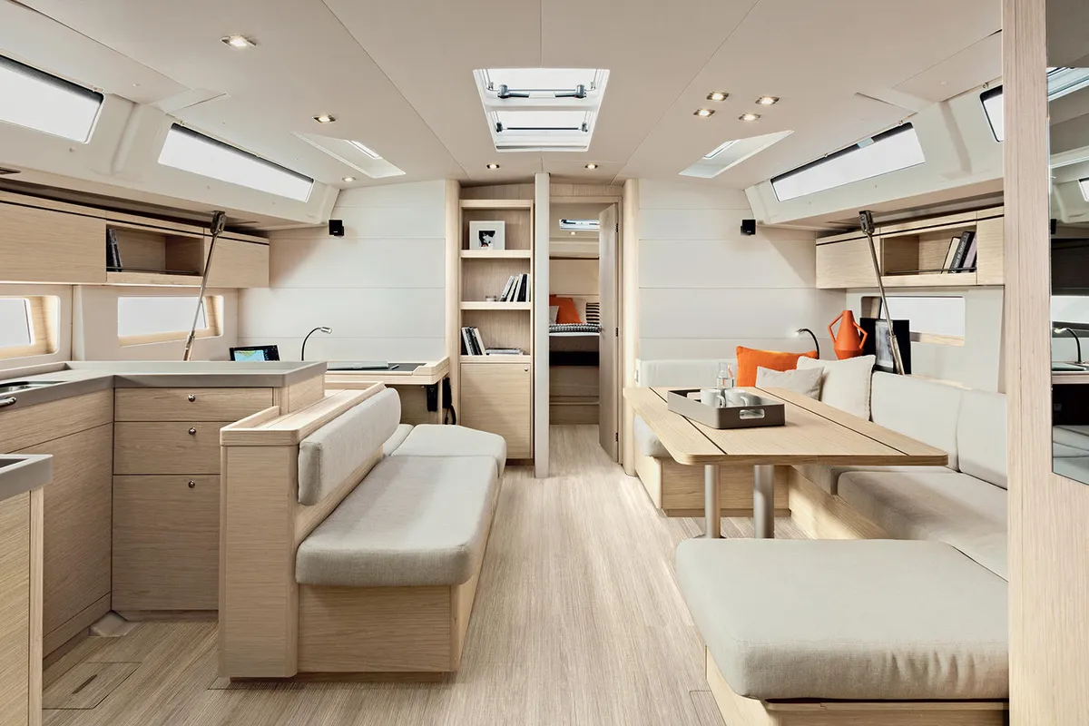 Salon of Demilia Star, a Beneteau Oceanis 51.1 sailboat at Athens, Greece