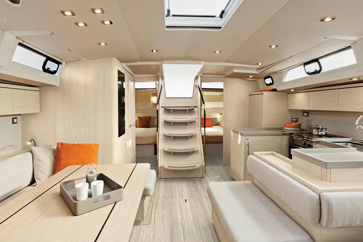 Salon of Demilia Star, a Beneteau Oceanis 51.1 sailboat at Athens, Greece