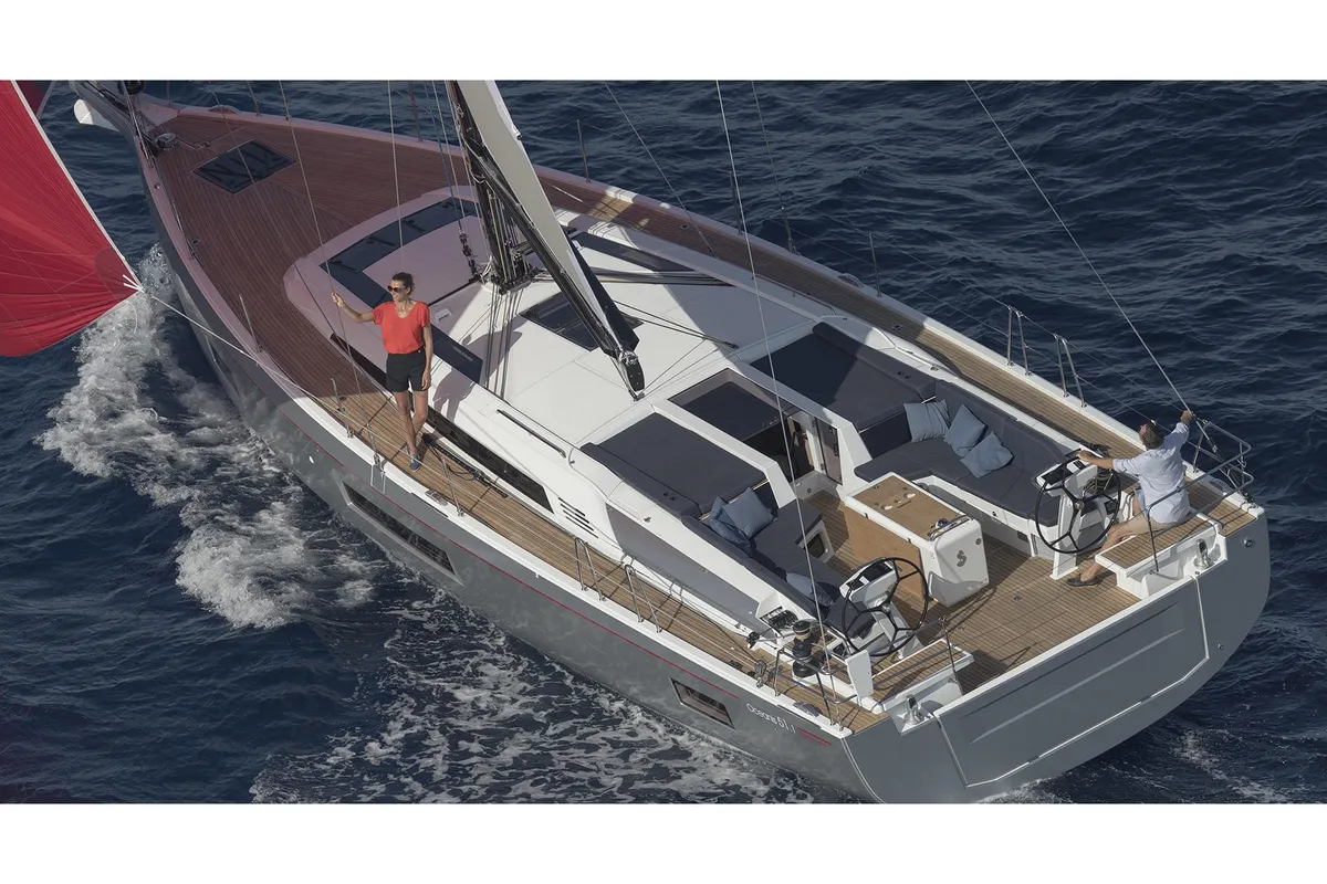 Exterior view of Demilia Star, a Beneteau Oceanis 51.1 sailboat at Athens, Greece