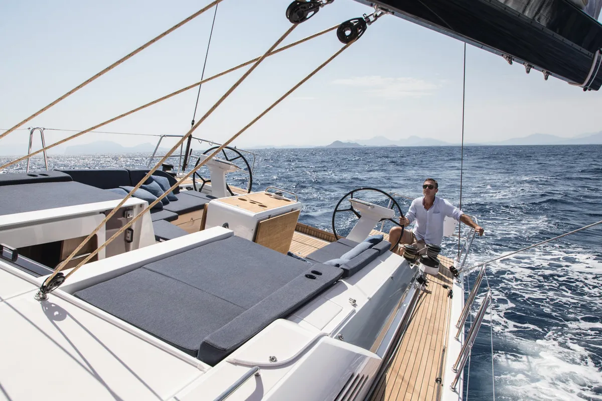 Cockpit of Demilia Star, a Beneteau Oceanis 51.1 sailboat at Athens, Greece