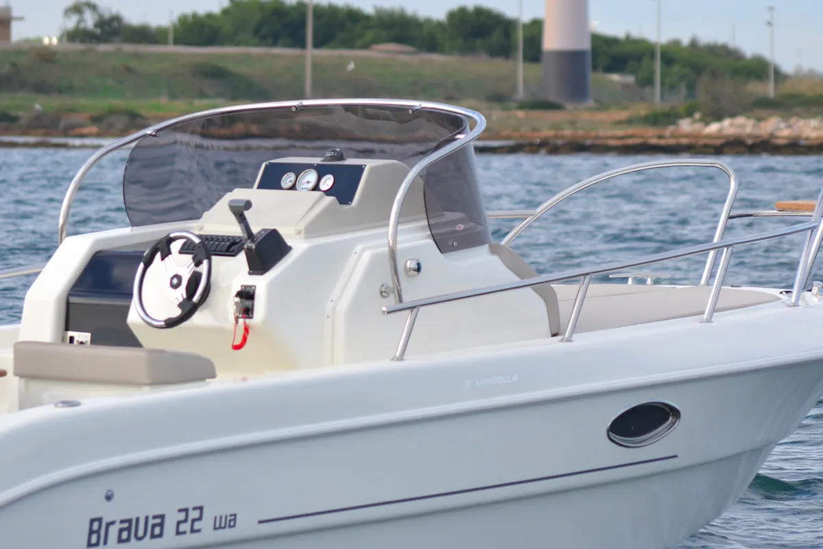 Exterior view of Mingolla Brava 22WA, a motorboat at Pula, Croatia