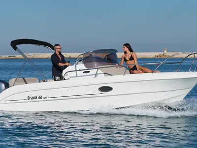Exterior view of Mingolla Brava 22WA, a motorboat at Pula, Croatia