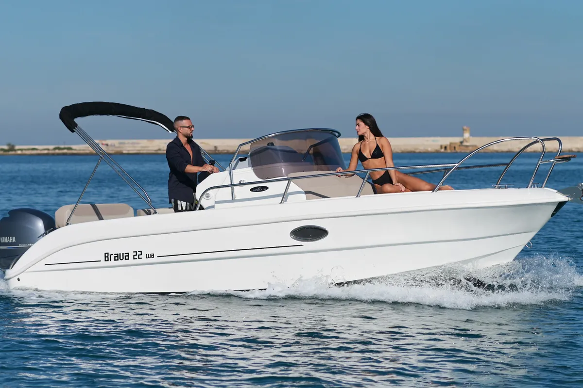 Exterior view of Mingolla Brava 22WA, a motorboat at Pula, Croatia