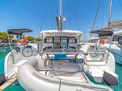 Cockpit of One Kiss, a Excess 11 catamaran at Municipal Unit of Lefkada, Greece
