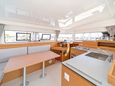 Galley of One Kiss, a Excess 11 catamaran at Municipal Unit of Lefkada, Greece