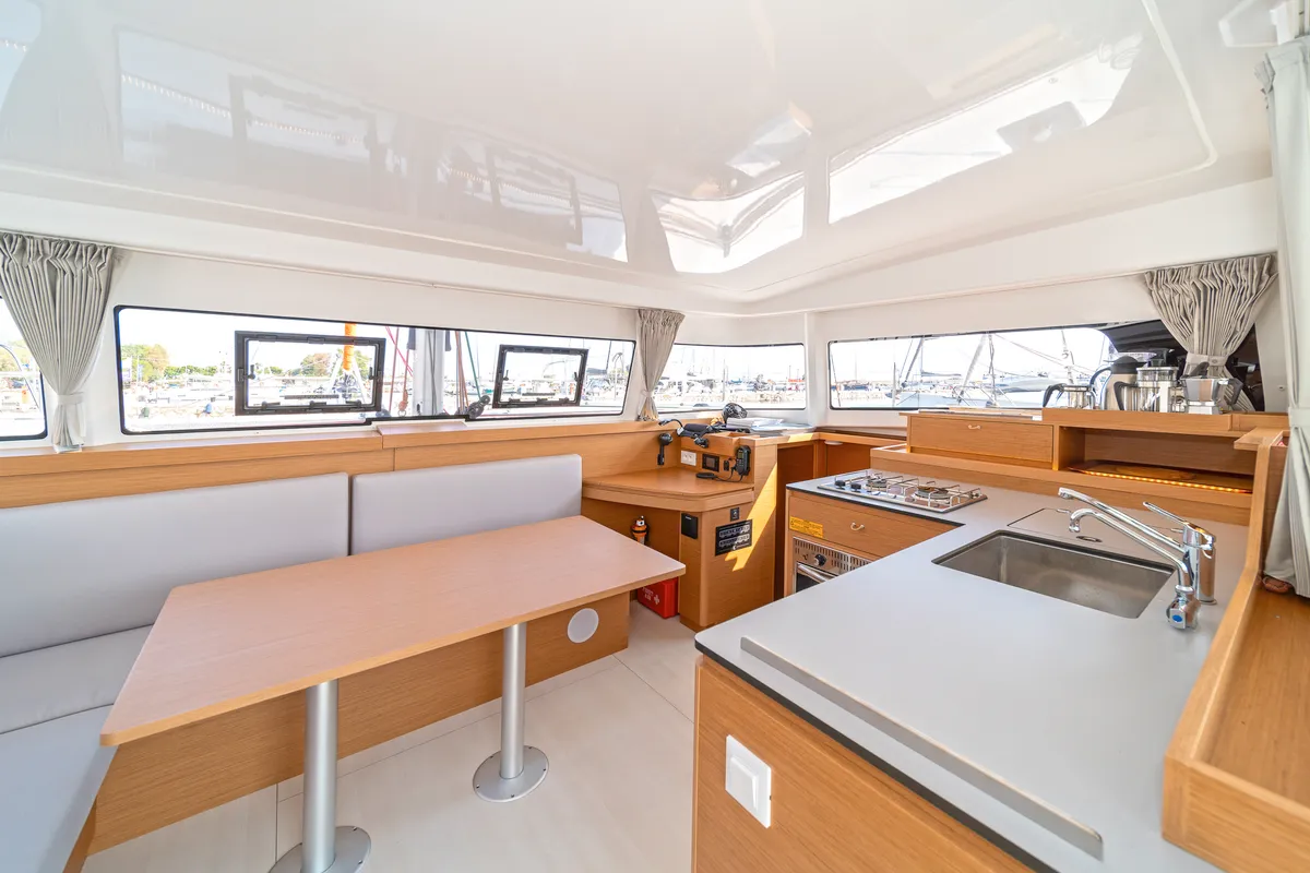 Galley of One Kiss, a Excess 11 catamaran at Municipal Unit of Lefkada, Greece