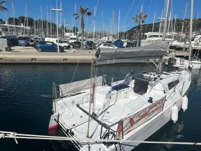 Deck of Šuferina, a Beneteau First 27 sailboat at Split, Croatia