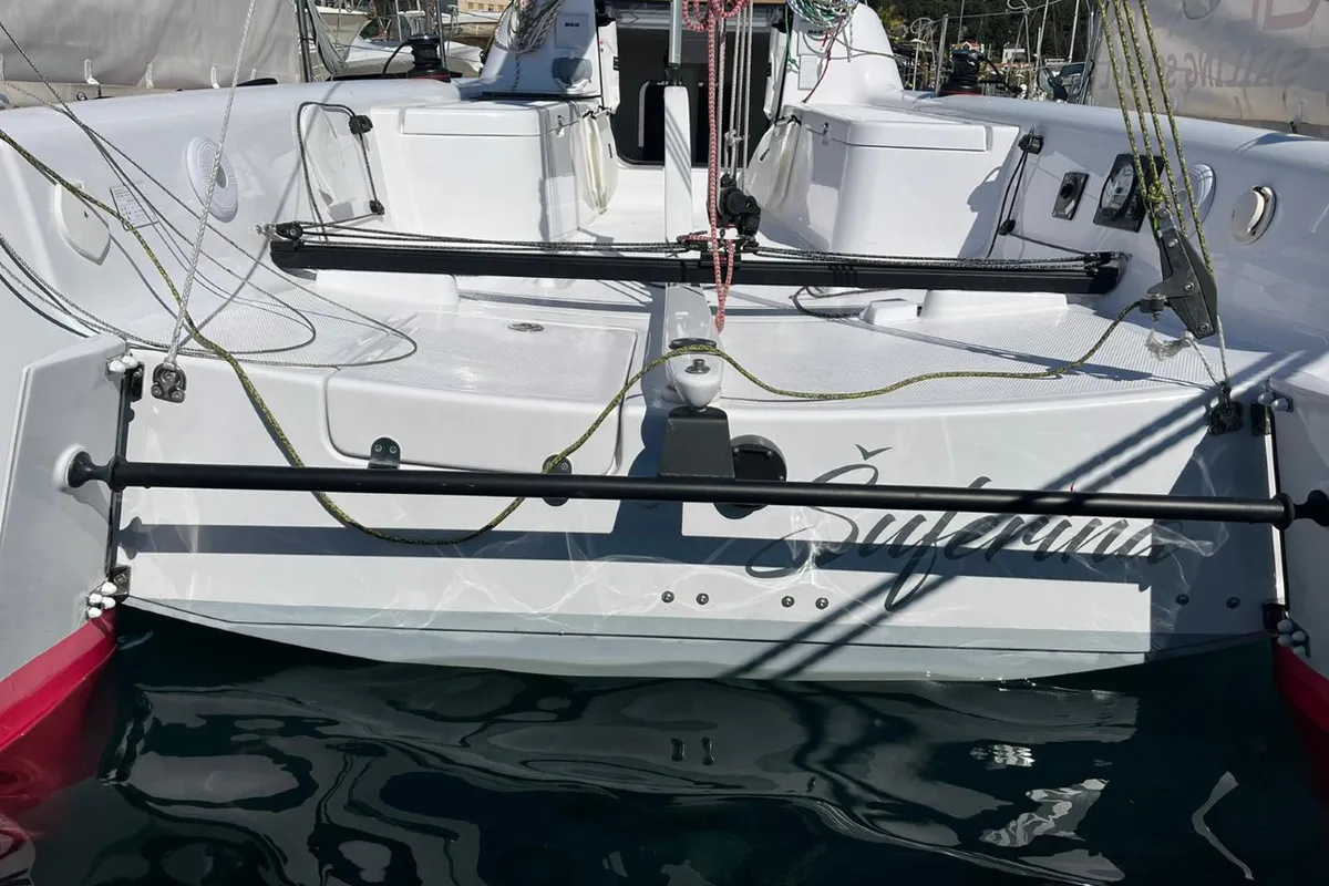 Deck of Šuferina, a Beneteau First 27 sailboat at Split, Croatia