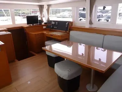 Salon of Lorena, a Lagoon 450 catamaran at Alameda, United States