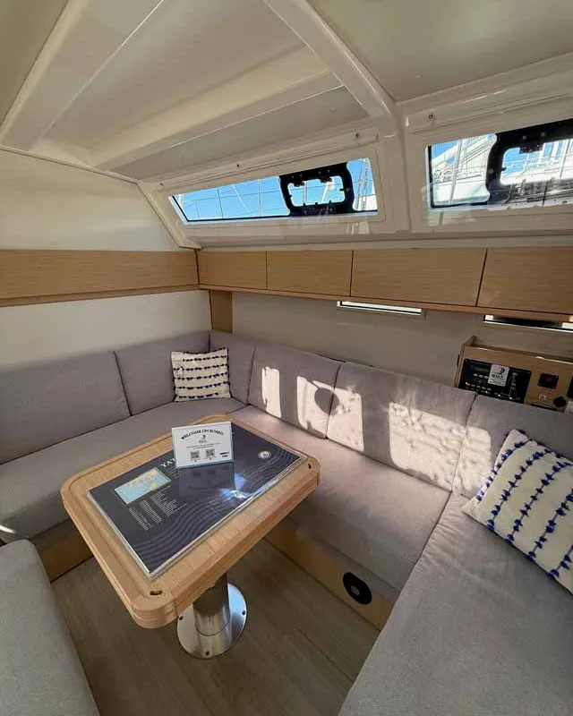 Salon of Elea, a Bavaria Cruiser 46 Style sailboat at Fethiye, Turkey
