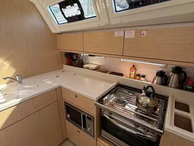 Galley of Elea, a Bavaria Cruiser 46 Style sailboat at Fethiye, Turkey