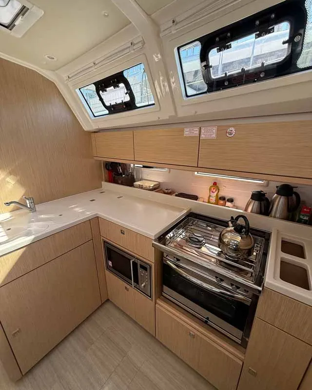 Galley of Elea, a Bavaria Cruiser 46 Style sailboat at Fethiye, Turkey