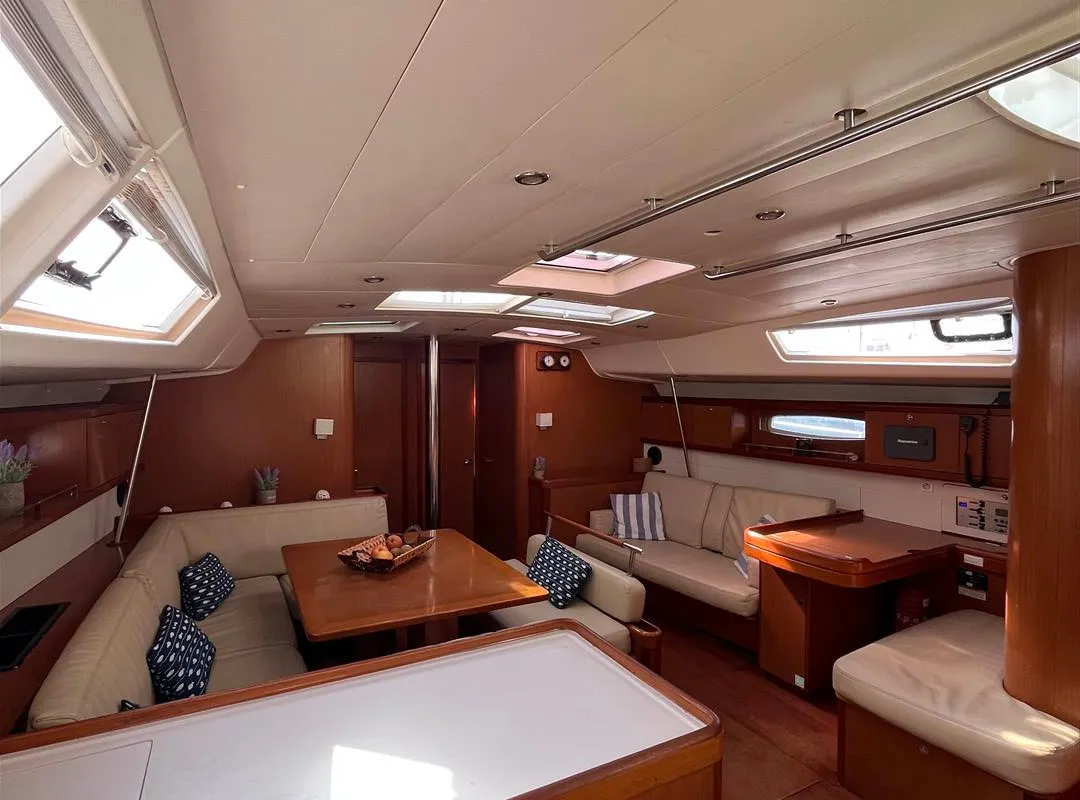 Salon of Maistra, a Beneteau Oceanis 54 sailboat at Lavreotiki Municipal Unit, Greece