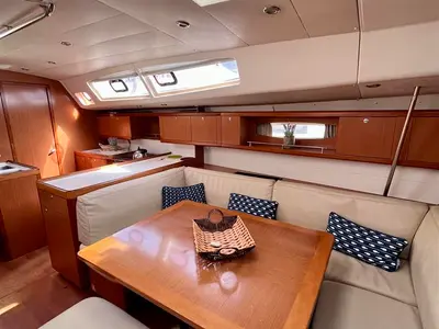 Salon of Maistra, a Beneteau Oceanis 54 sailboat at Lavreotiki Municipal Unit, Greece