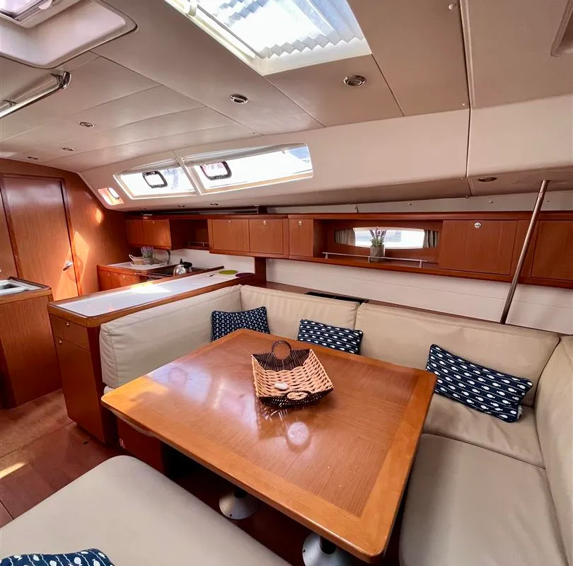 Salon of Maistra, a Beneteau Oceanis 54 sailboat at Lavreotiki Municipal Unit, Greece