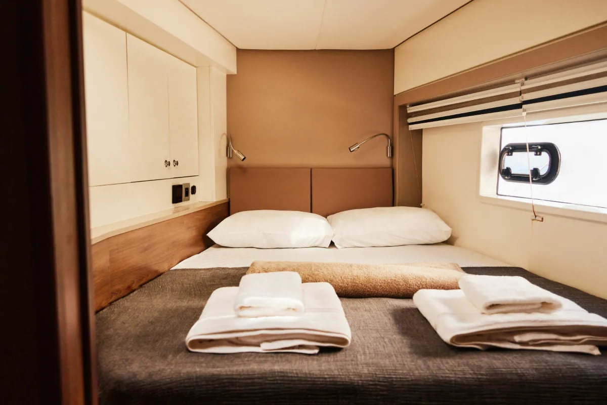 Cabin on Ediba Pisces, a Bali 4.2 catamaran at Marmaris, Turkey
