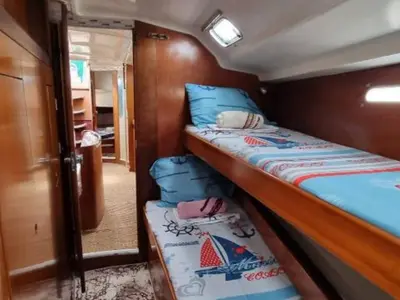 Cabin on Edisa, a Beneteau First 45 F5 sailboat at Rhodes, Greece
