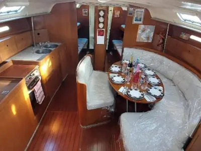 Salon of Edisa, a Beneteau First 45 F5 sailboat at Rhodes, Greece