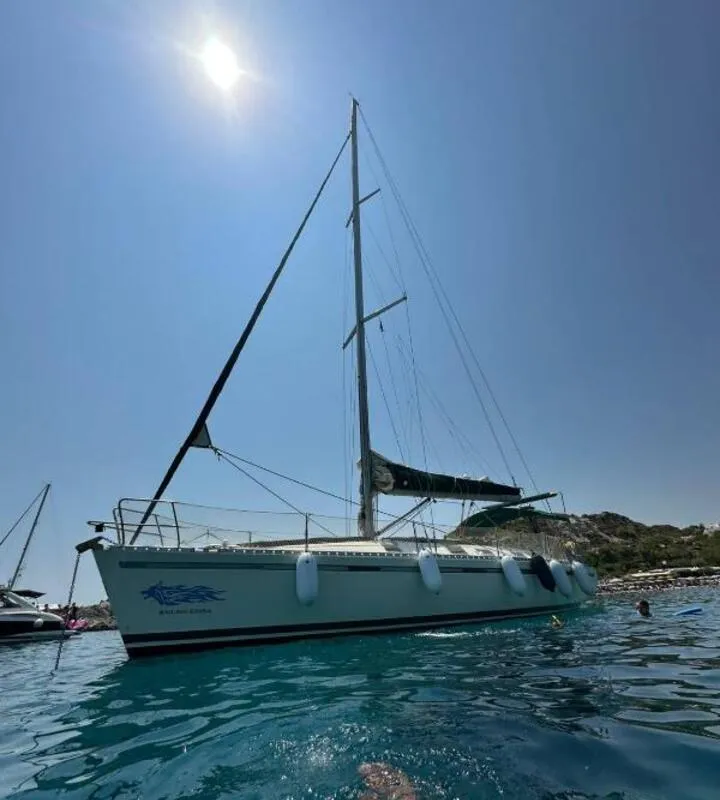 Exterior view of Edisa, a Beneteau First 45 F5 sailboat at Rhodes, Greece
